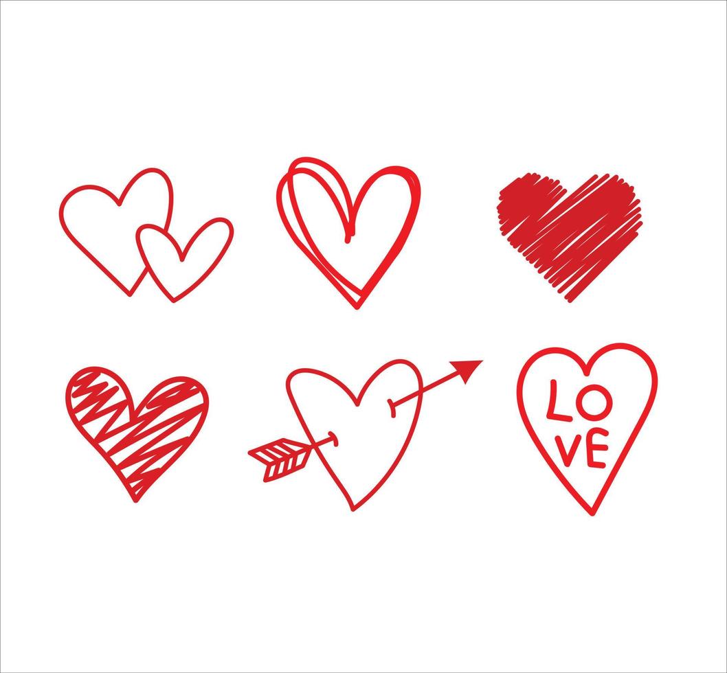 hand- getrokken harten voor Valentijnsdag dag. vector