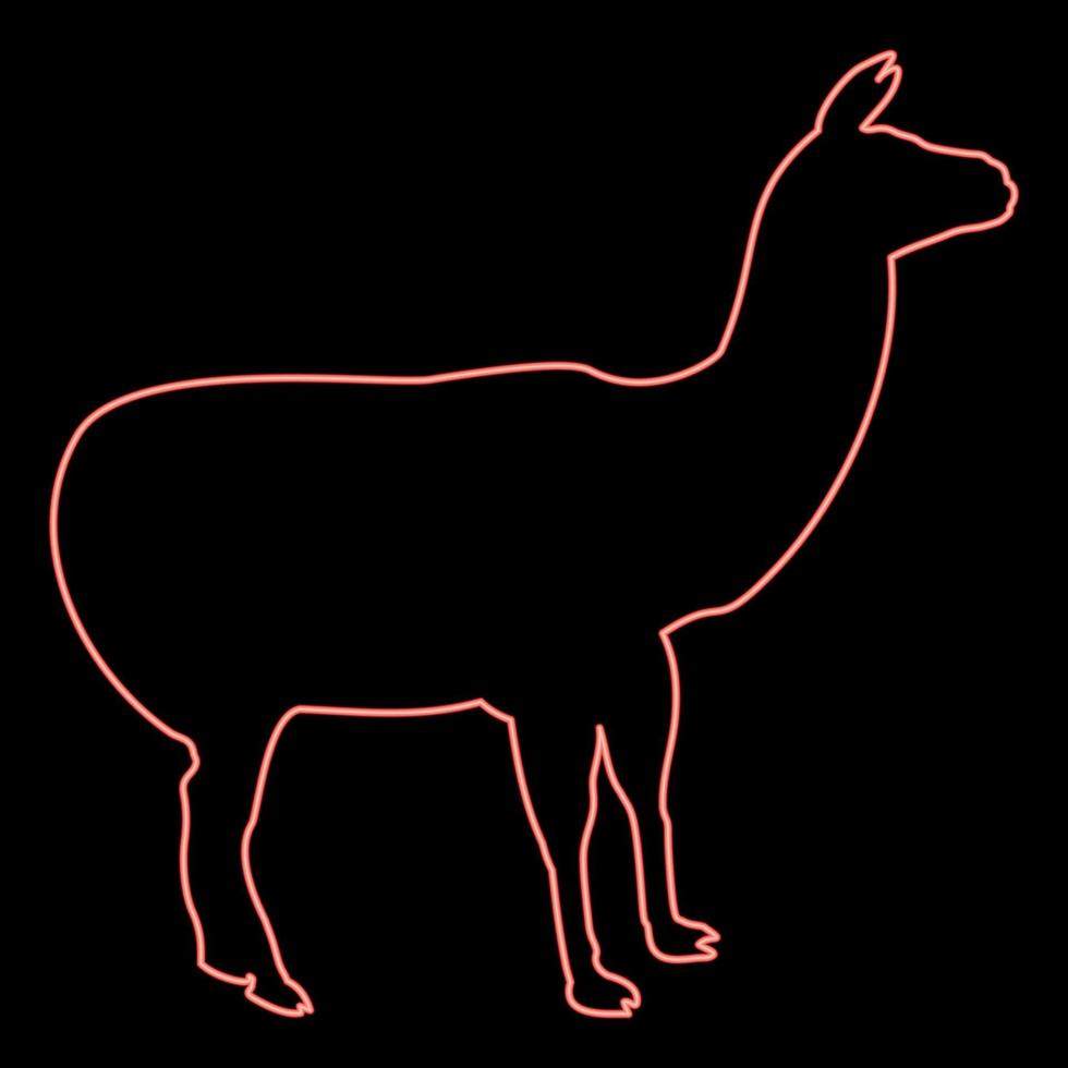 neon alpaca lama lama guanaco rood kleur vector illustratie beeld vlak stijl