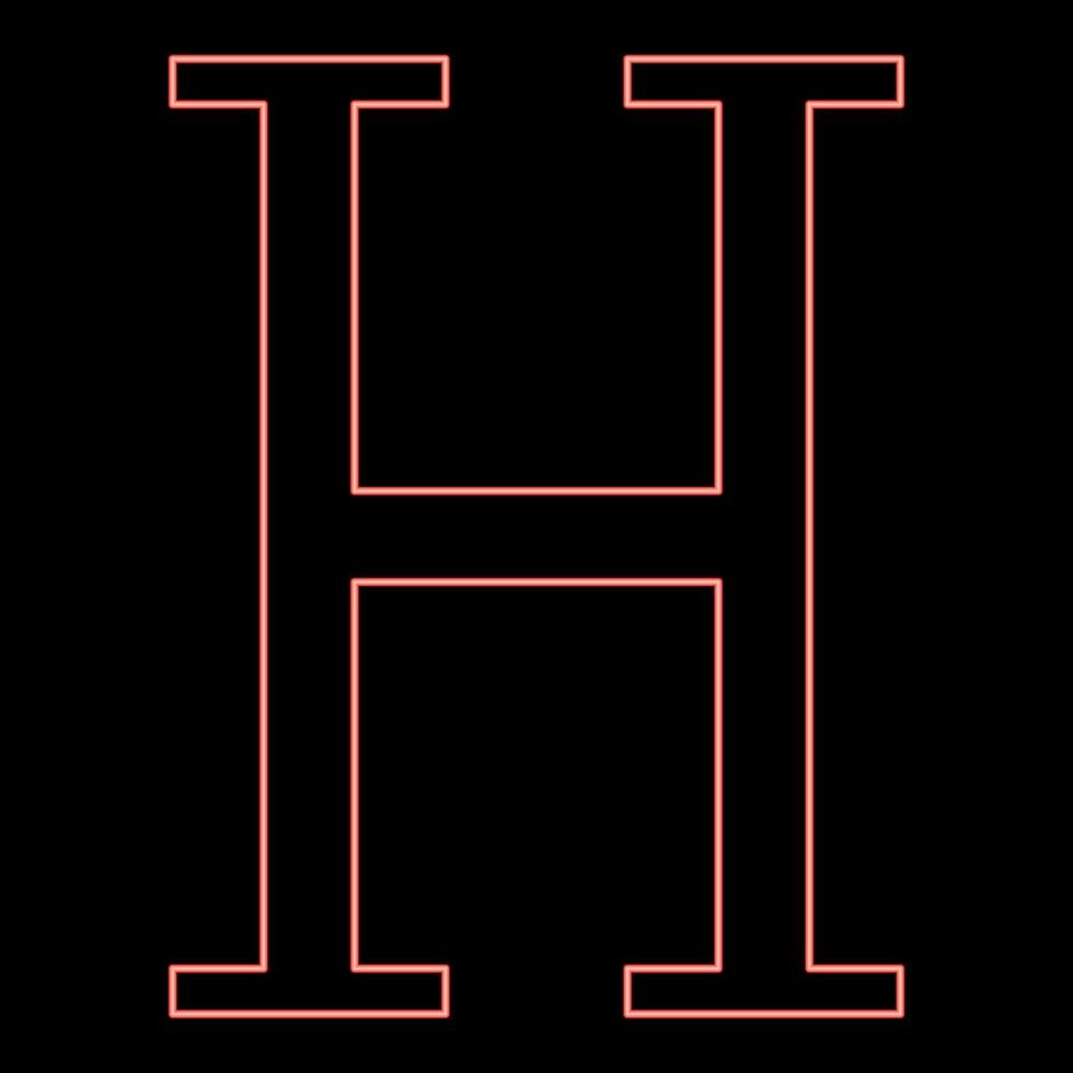 neon eta Grieks symbool hoofdstad brief hoofdletters doopvont rood kleur vector illustratie beeld vlak stijl