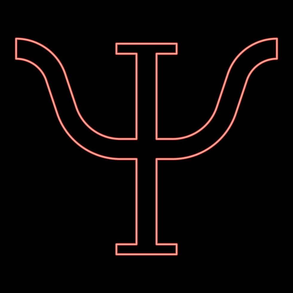 neon psi Grieks symbool hoofdstad brief hoofdletters doopvont rood kleur vector illustratie beeld vlak stijl