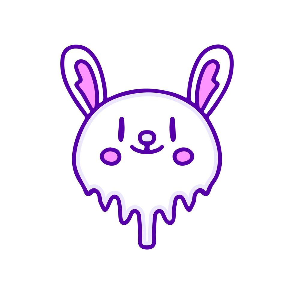 grappig konijn met gesmolten gezicht tekening kunst, illustratie voor t-shirt, sticker, of kleding handelswaar. met modern knal stijl. vector