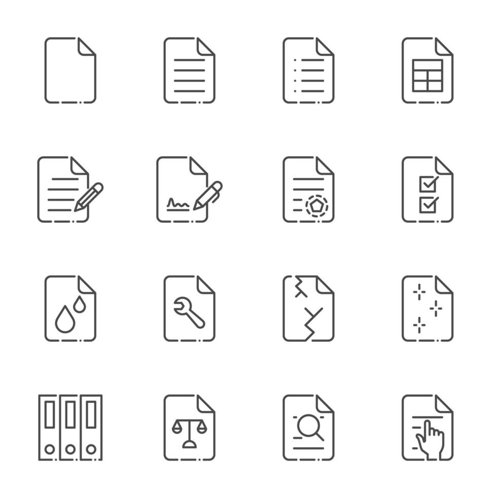 opslagruimte en onderhoud van belangrijk documenten. regering en wettelijk documenten lijn pictogrammen. vector icoon