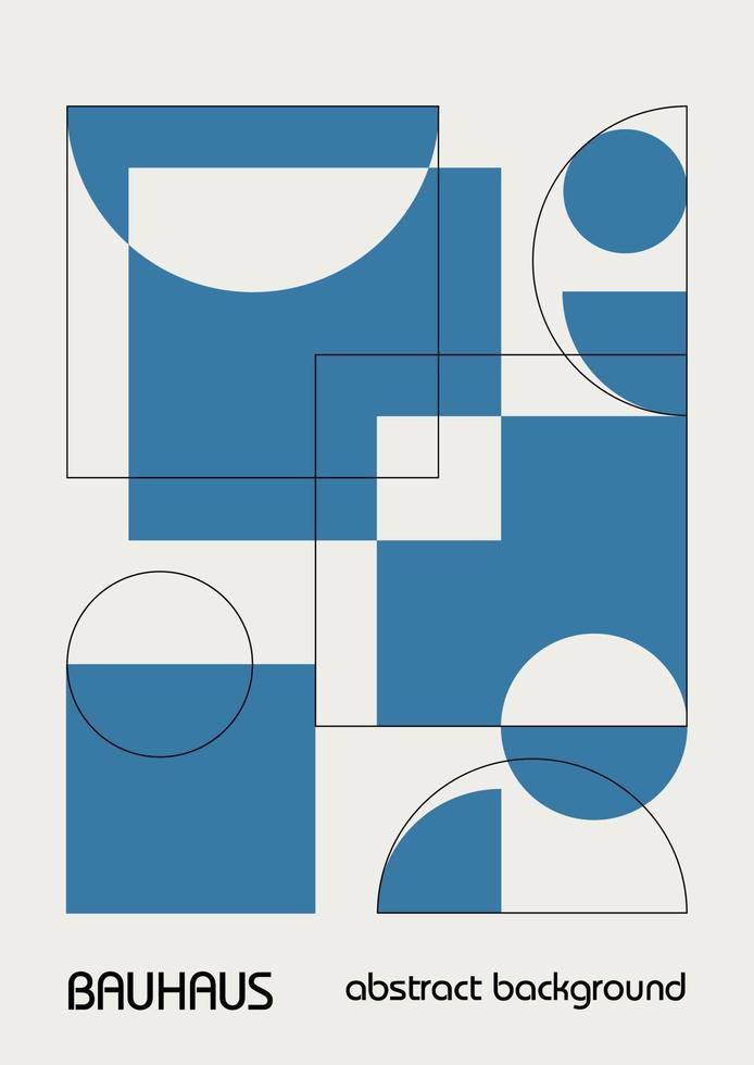 minimaal wijnoogst Jaren 20 meetkundig ontwerp affiches, muur kunst, sjabloon, lay-out met primitief vormen elementen. bauhaus blauw retro patroon achtergrond, vector abstract cirkel, driehoek en plein lijn kunst