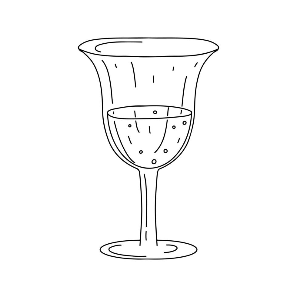 glas van wijn in hand- getrokken tekening stijl. vector illustratie geïsoleerd Aan wit achtergrond. alcohol drinken concept voor restaurant, cafe, feest.