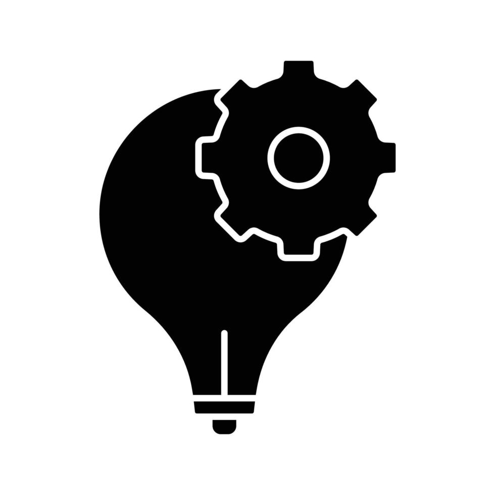 licht lamp icoon illustratie met versnelling. geschikt voor project innovatie icoon. icoon verwant naar project beheer. glyph icoon stijl. gemakkelijk vector ontwerp bewerkbare