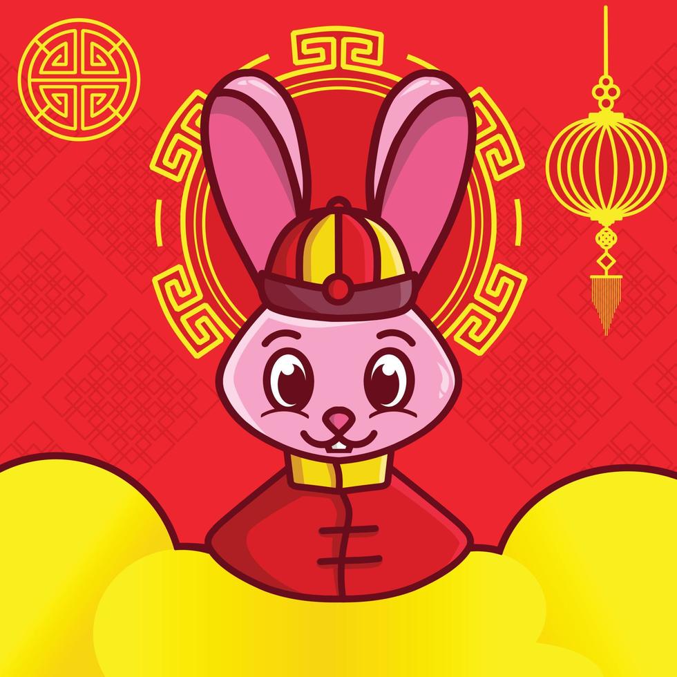 gelukkig Chinese nieuw jaar 2023 jaar van de konijn dierenriem vector vakantie illustratie