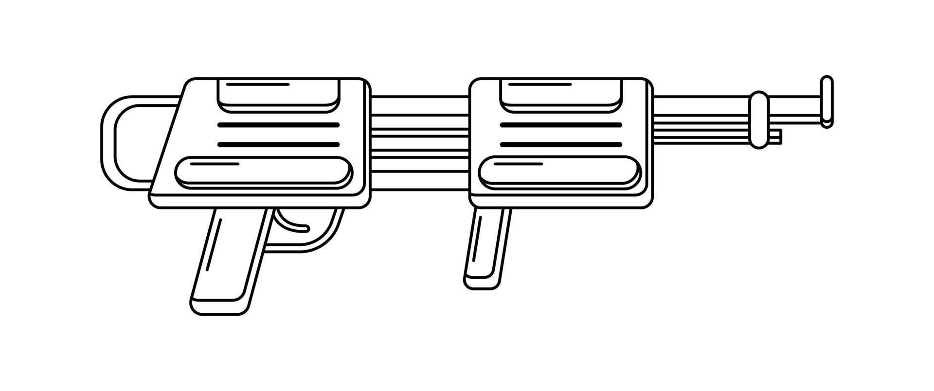 vector lineair blaster Aan wit. geïsoleerd schets speelgoed- geweer voor kleur bladzijde. futuristische wapen ontwerp