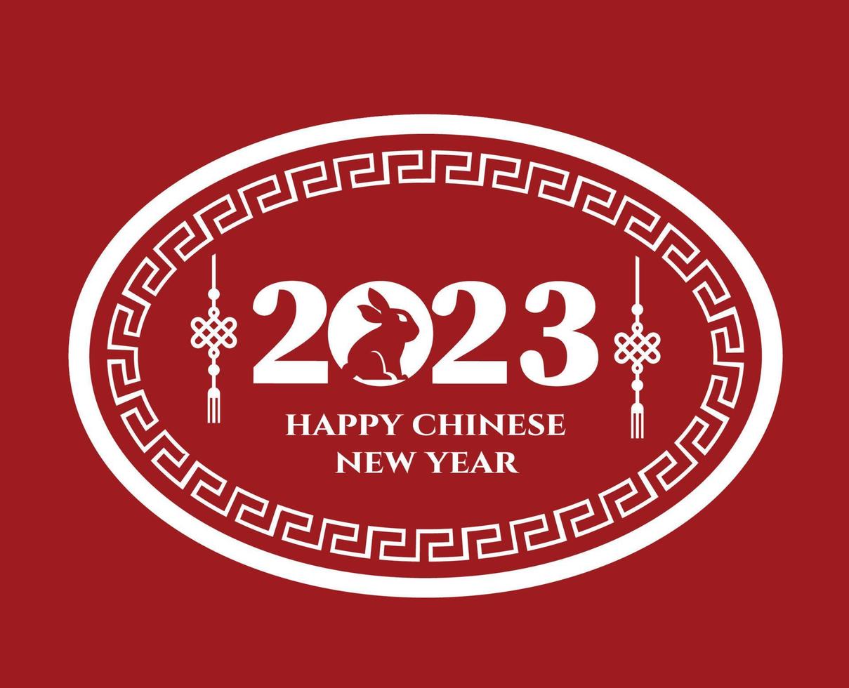 gelukkig Chinese nieuw jaar 2023 jaar van de konijn wit ontwerp abstract illustratie vector met rood achtergrond