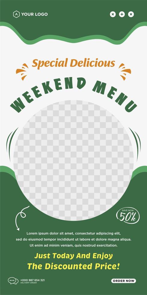 heerlijk voedsel menu en restaurant sociaal media post sjabloon vector