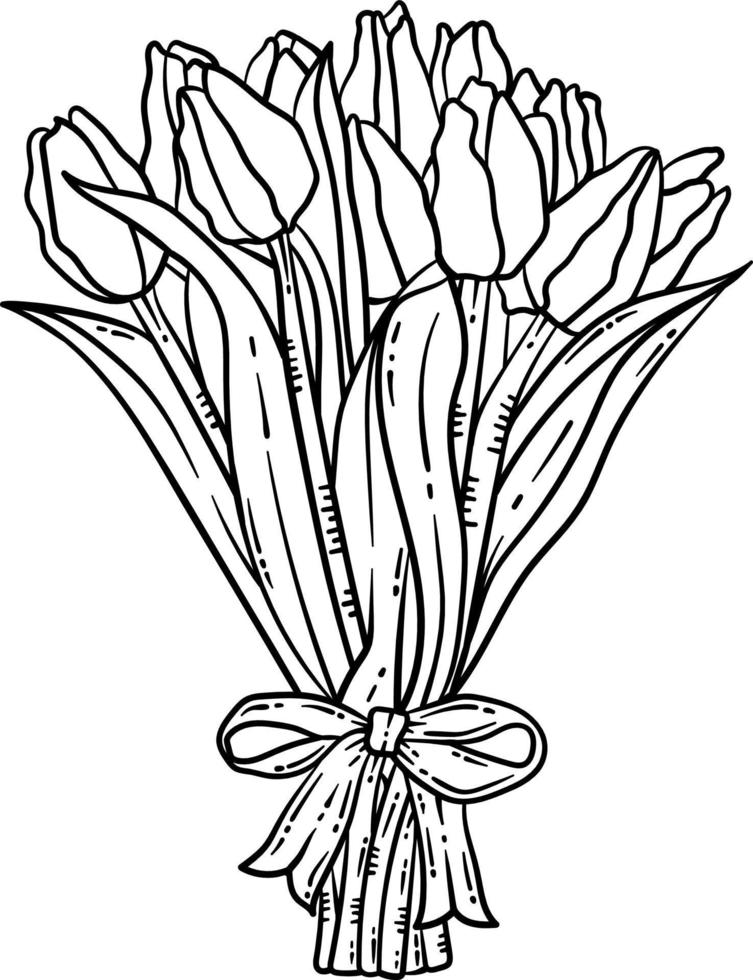 tulp bloem voorjaar kleur bladzijde voor volwassenen vector