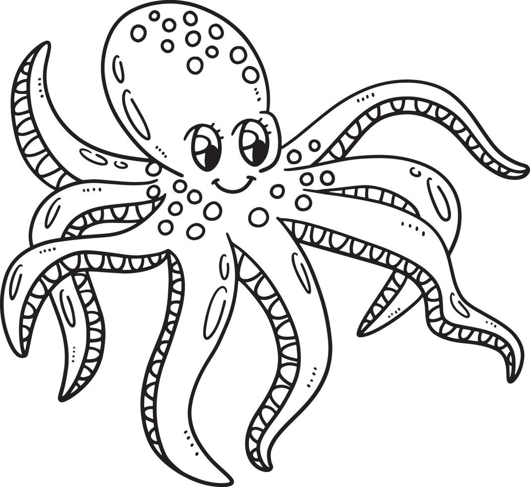 moeder Octopus geïsoleerd kleur bladzijde voor kinderen vector