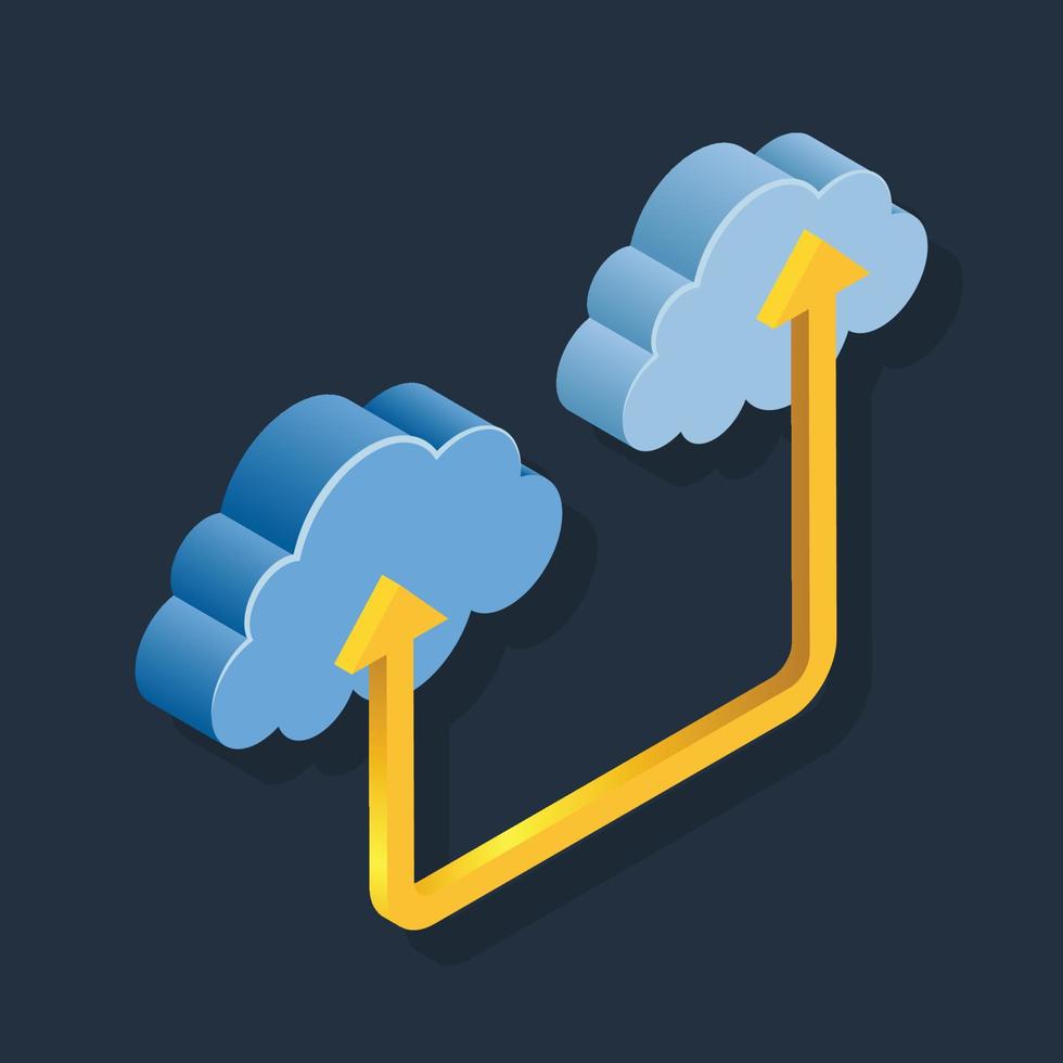 wolk netwerk - isometrische 3d illustratie. vector