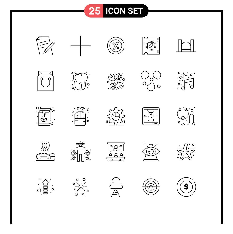 universeel icoon symbolen groep van 25 modern lijnen van industrieel kruis procent brug bewerker bewerkbare vector ontwerp elementen