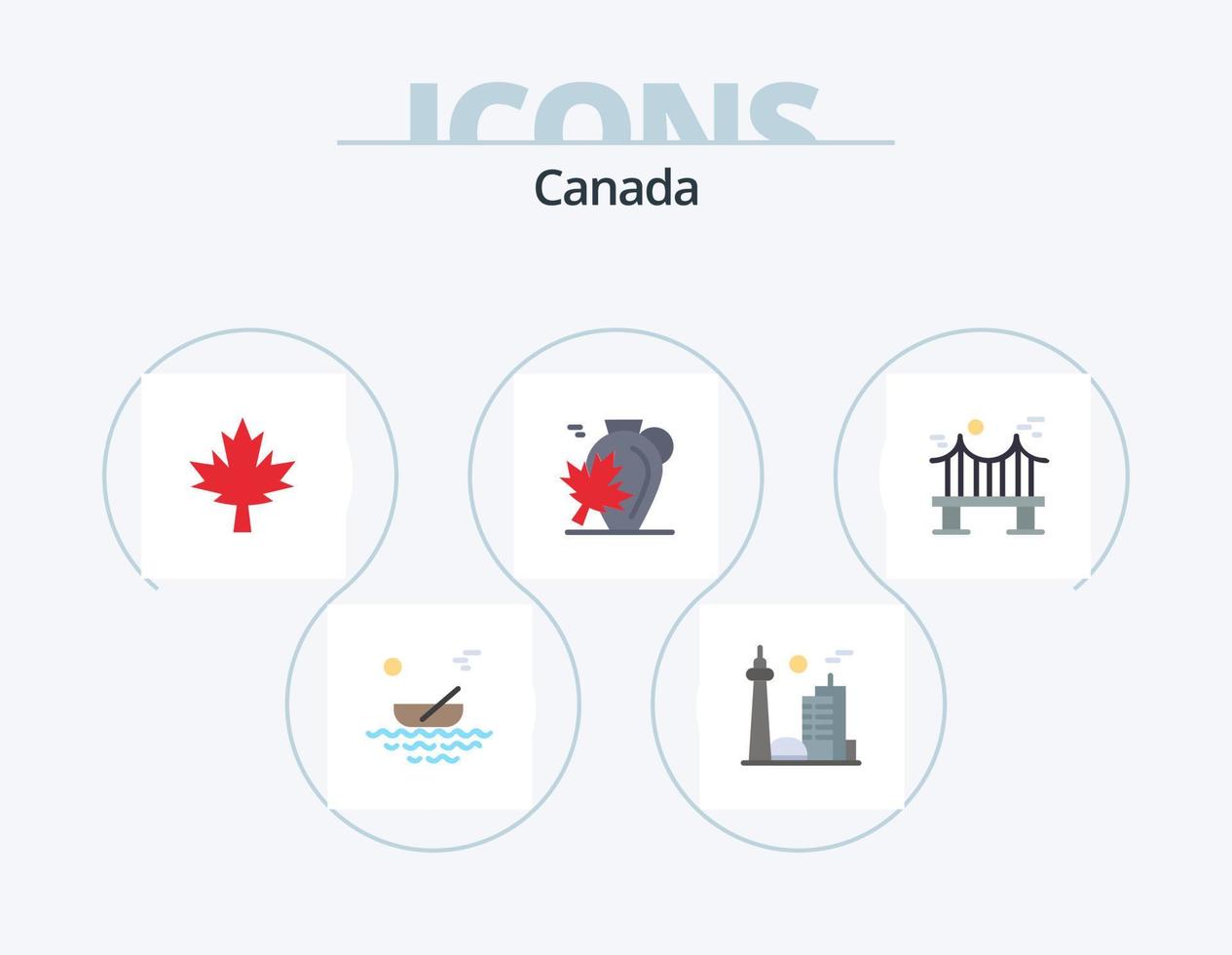 Canada vlak icoon pak 5 icoon ontwerp. esdoorn. Canada. beroemd stad. herfst. esdoorn- vector