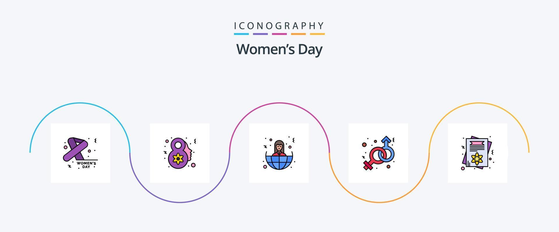 vrouwen dag lijn gevulde vlak 5 icoon pak inclusief dag. Venus. bedrijf. mannetje. vrouw vector