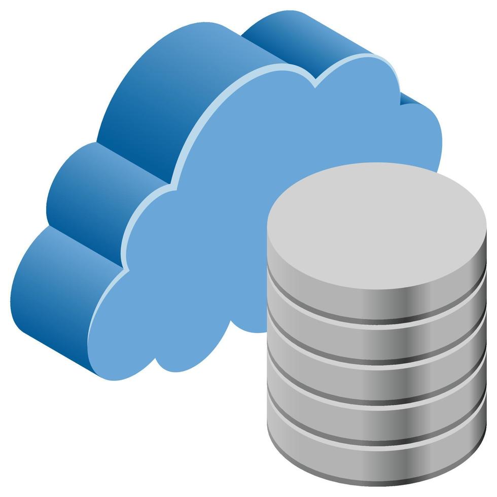 wolk databank - isometrische 3d illustratie. vector