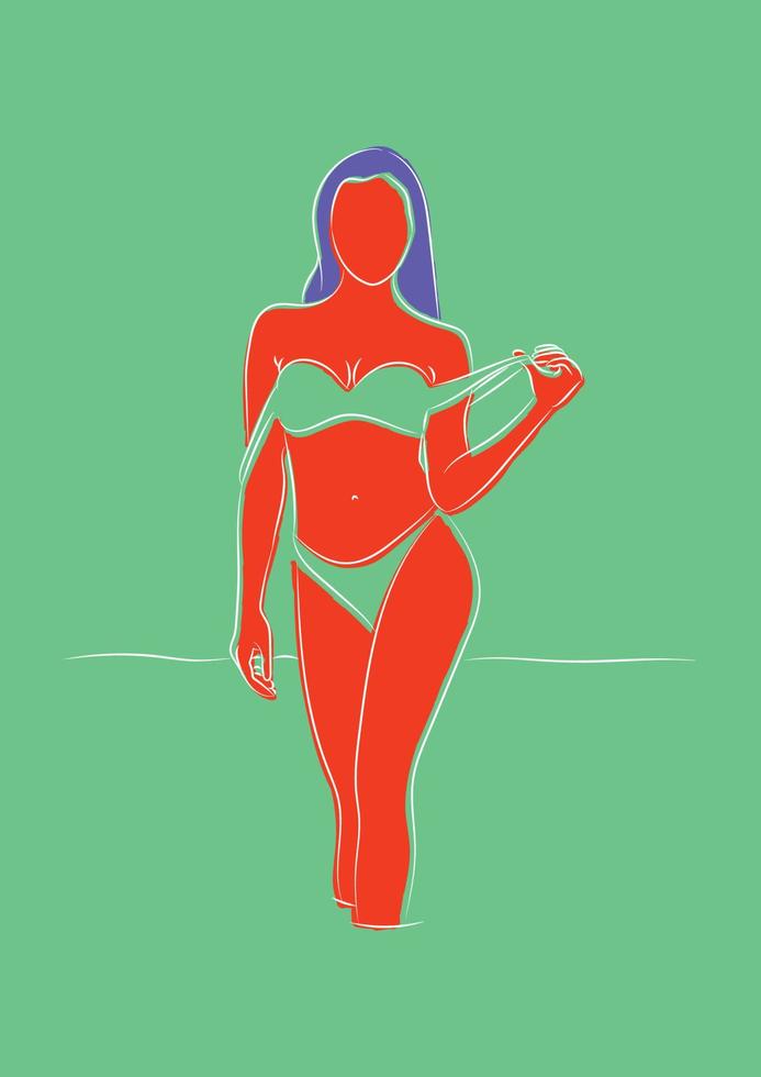 groen bikini meisje 1 vector