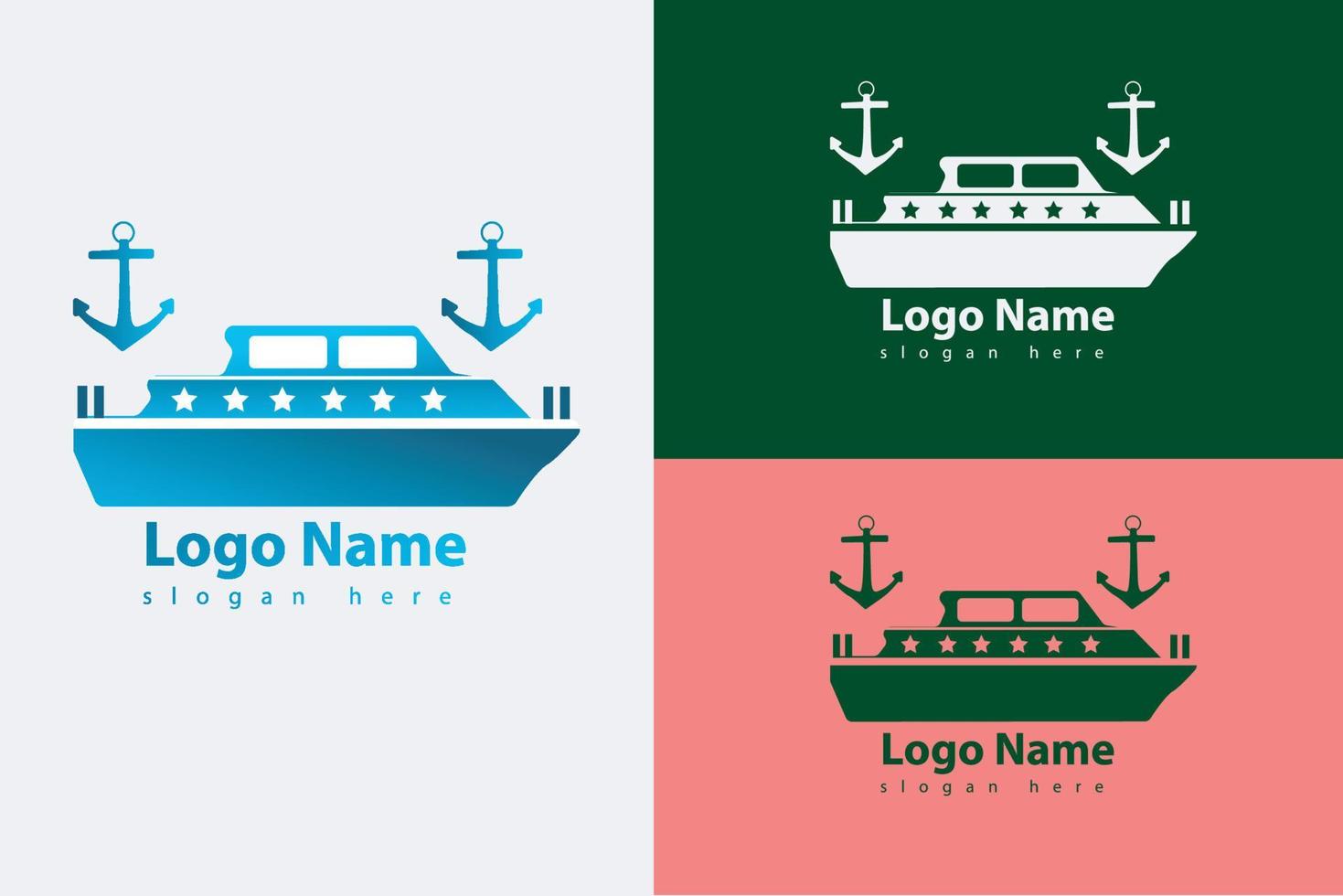 minimalistische passagier schip logo vector met divers kleur sjabloon