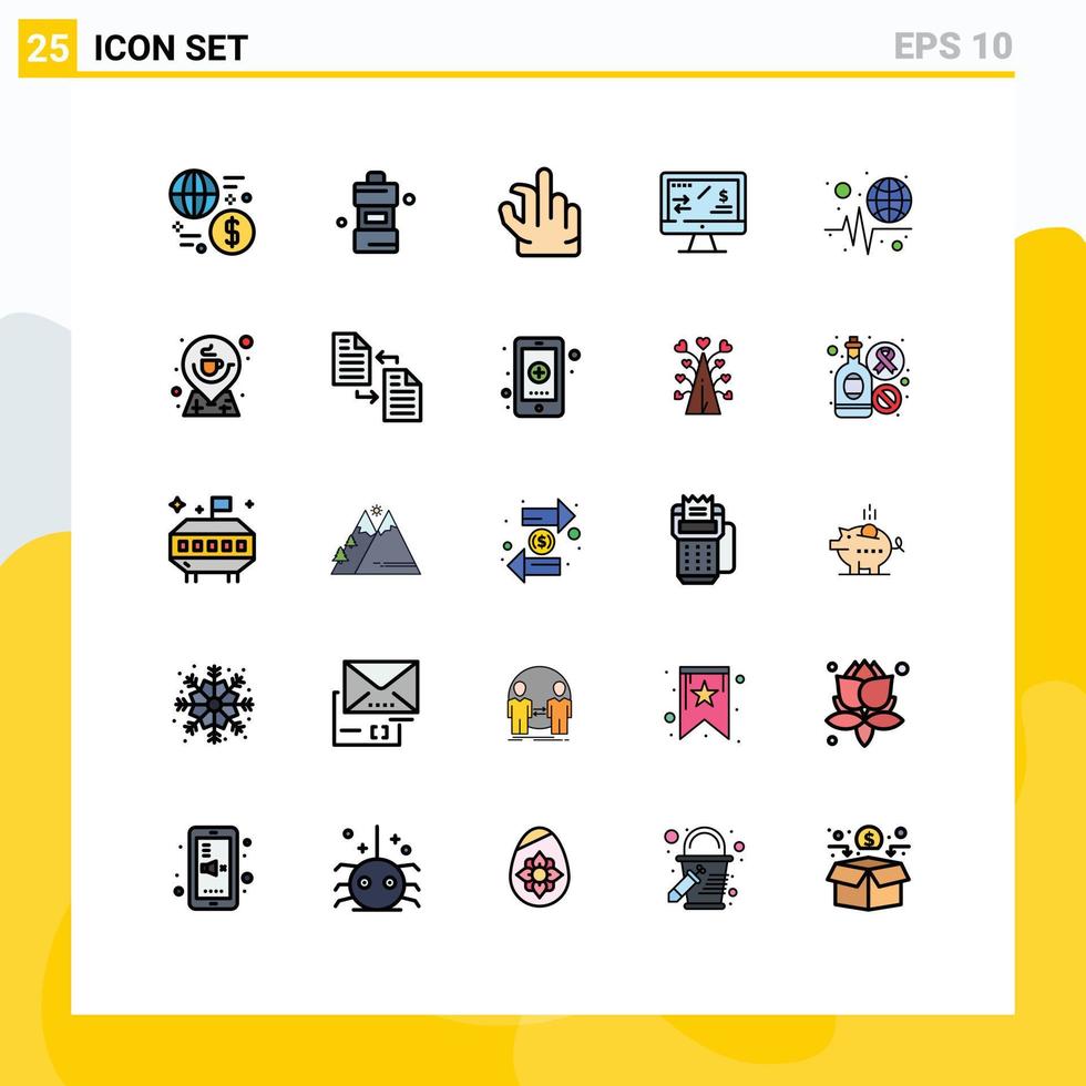 pictogram reeks van 25 gemakkelijk gevulde lijn vlak kleuren van wereld computer wasmiddel inkomen belasting regulatie bewerkbare vector ontwerp elementen