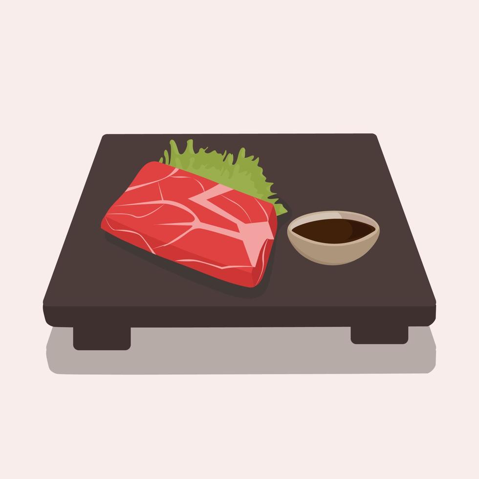 Japans nationaal keuken, kobe rundvlees. vector illustratie.