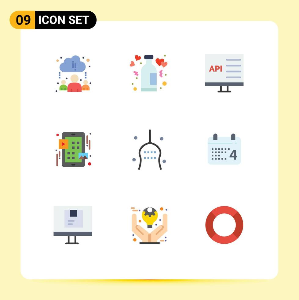 mobiel koppel vlak kleur reeks van 9 pictogrammen van bot ui app menu ontwikkeling bewerkbare vector ontwerp elementen