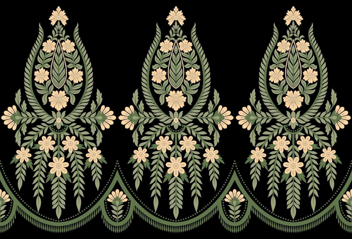 damast naadloos vector patroon. klassiek wijnoogst damast ornament, Koninklijk Victoriaans meetkundig naadloos patroon voor behang, textiel, verpakking. bloemen barok patroon, groen achtergrond