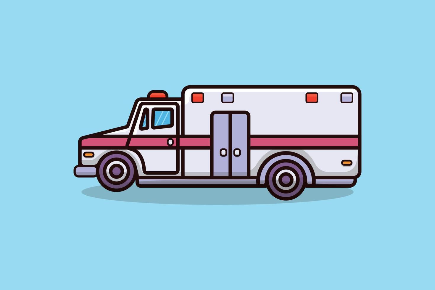 ambulance auto vector illustratie. auto vervoer voorwerp icoon concept. noodgeval medisch onderhoud voertuig. ambulance noodgeval auto of auto- in beweging snel vector ontwerp.