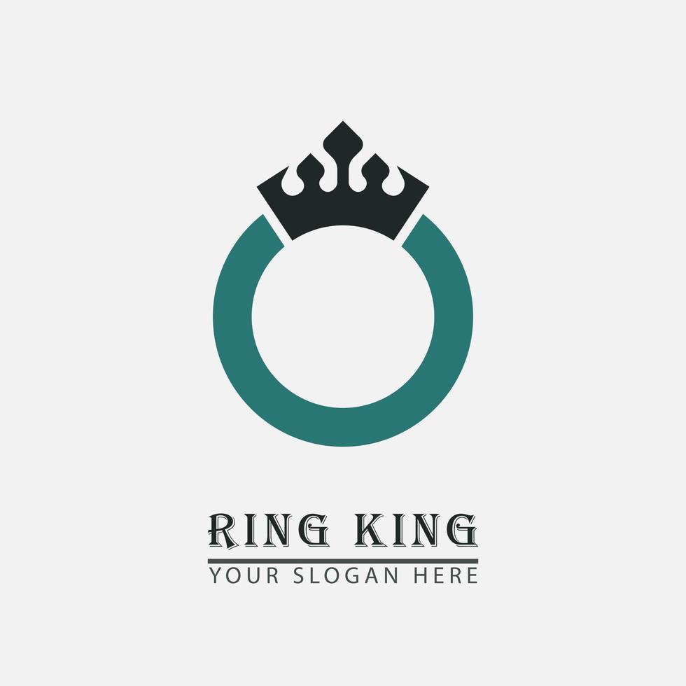 Koninklijk ring logo met kroon icoon vector