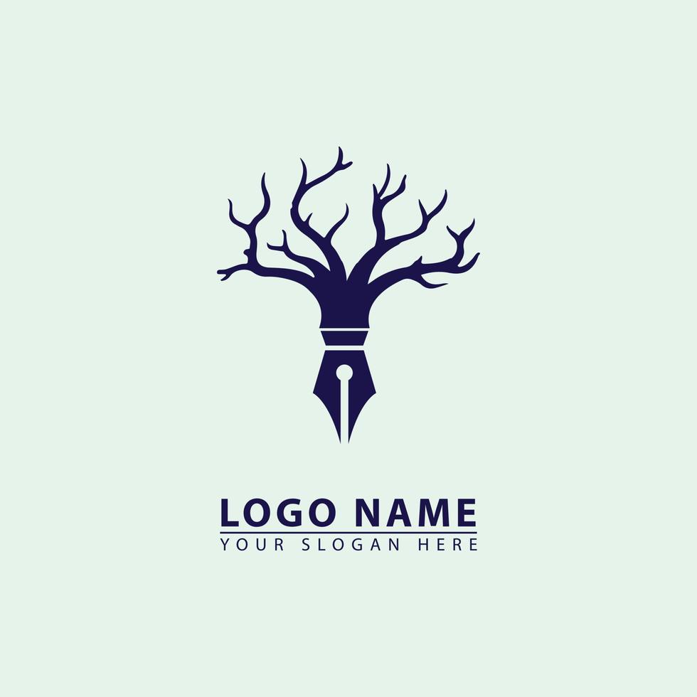 creatief boom pen vector logo icoon