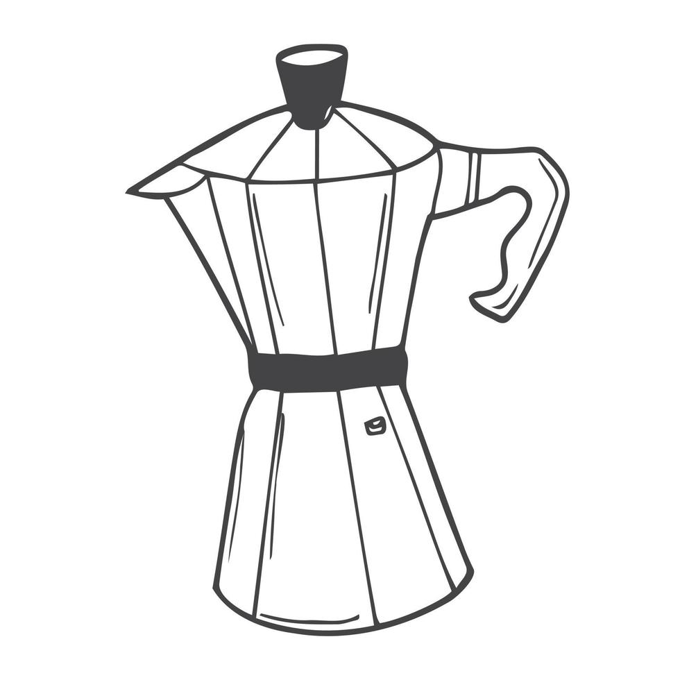 mokka pot koffiezetapparaat schetsen gravure raster illustratie. krassen bord stijl imitatie. zwart en wit hand- getrokken afbeelding. vector