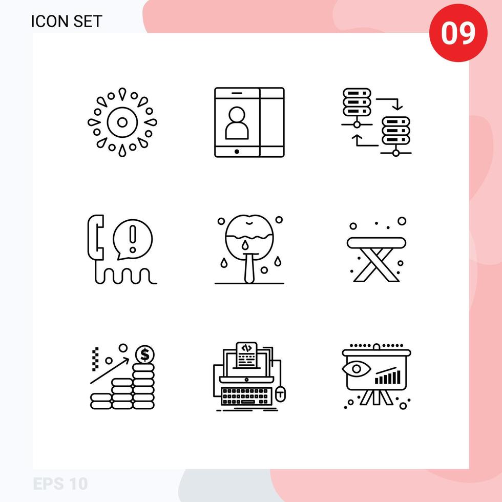 9 universeel schets tekens symbolen van appel communicatie server centrum telefoontje bewerkbare vector ontwerp elementen