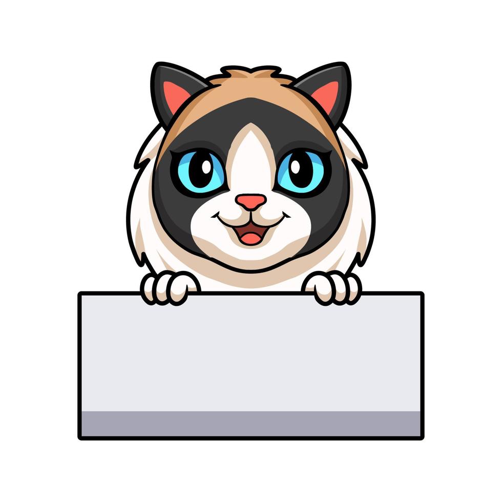 schattig vod pop kat tekenfilm Holding blanco teken vector