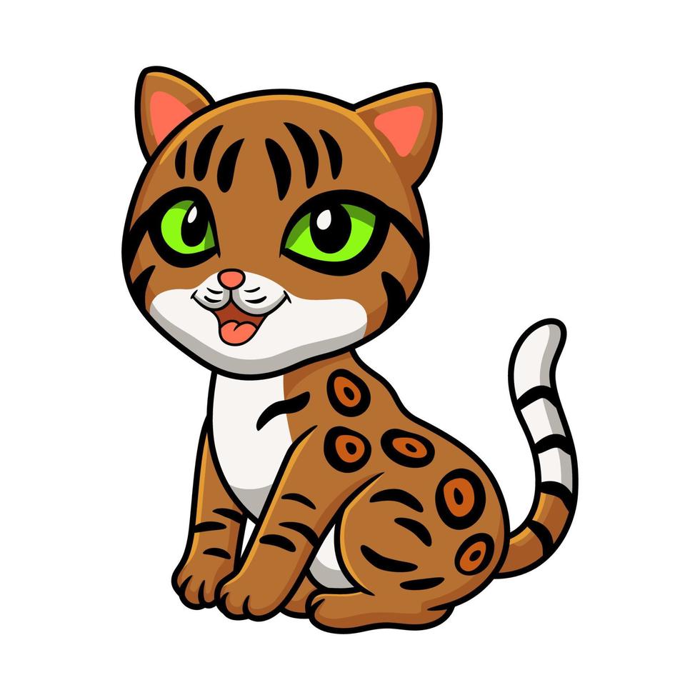 schattig Bengalen kat tekenfilm zittend vector