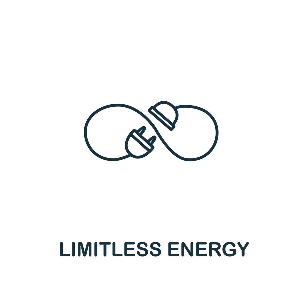 grenzeloos energie icoon van schoon energie verzameling. gemakkelijk lijn element grenzeloos energie symbool voor Sjablonen, web ontwerp en infographics vector