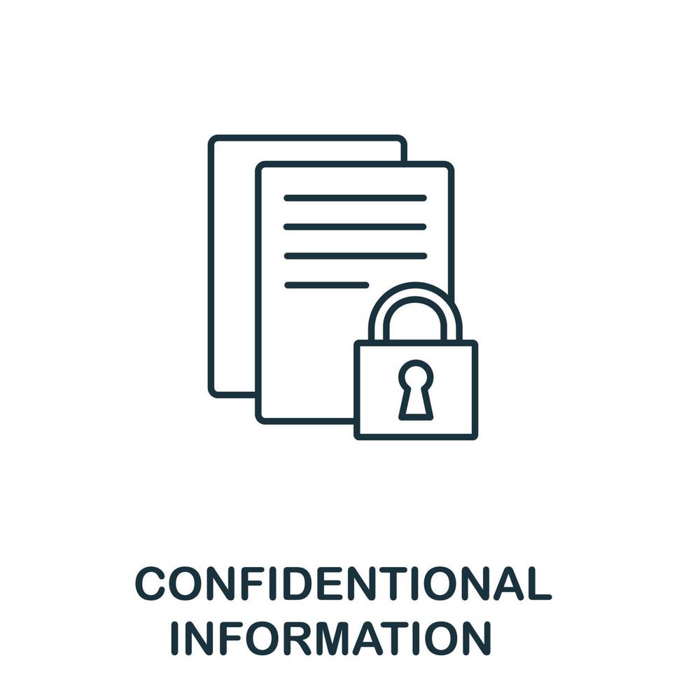 vertrouwelijk informatie icoon van cyber veiligheid verzameling. gemakkelijk lijn vertrouwelijk informatie icoon voor Sjablonen, web ontwerp en infographics vector