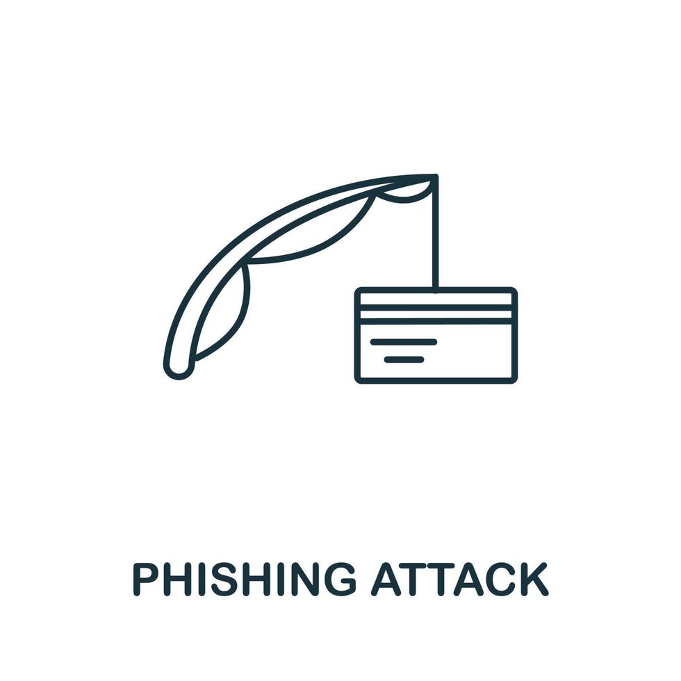 phishing aanval icoon van cyber veiligheid verzameling. gemakkelijk lijn phishing aanval icoon voor Sjablonen, web ontwerp en infographics vector