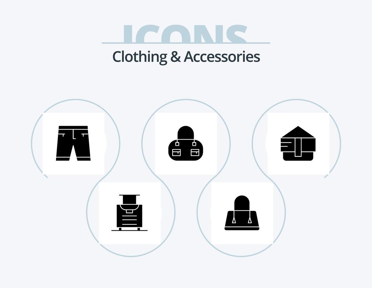 kleding en accessoires glyph icoon pak 5 icoon ontwerp. . tas. handtas vector