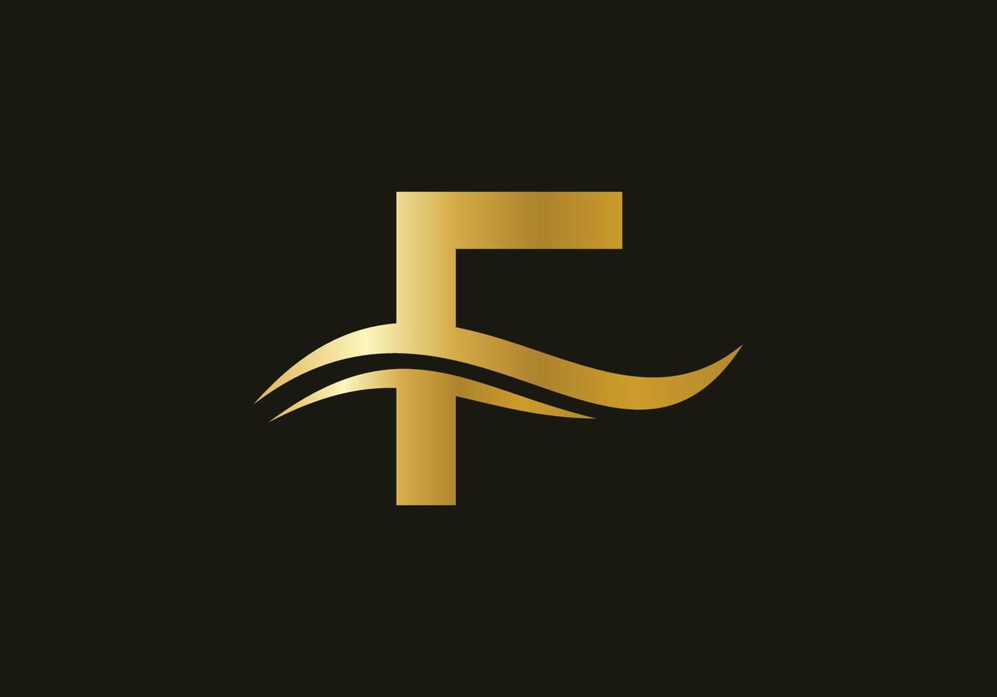 swoosh brief f logo ontwerp vector sjabloon
