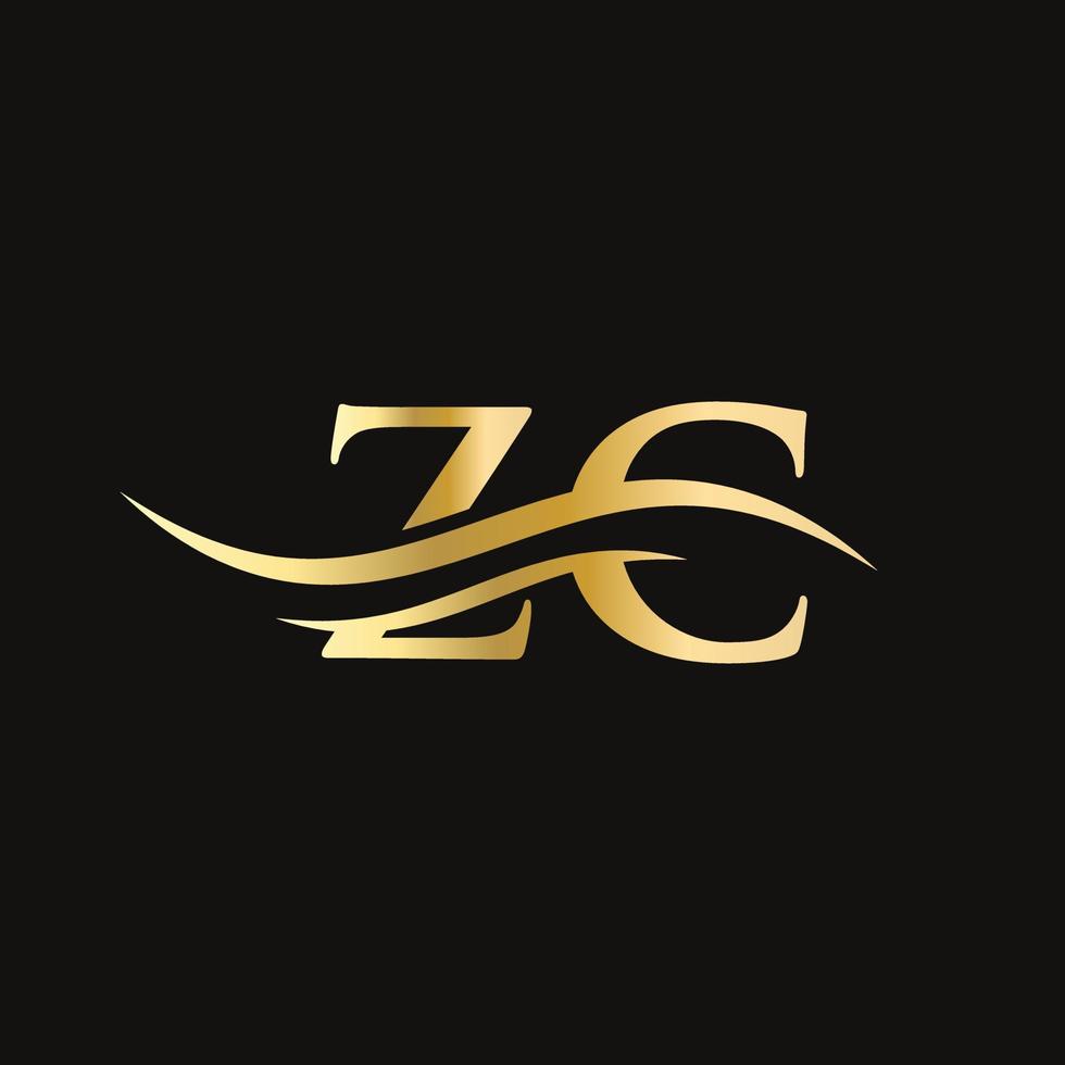 zc logo ontwerp. premie brief zc logo ontwerp met water Golf concept vector
