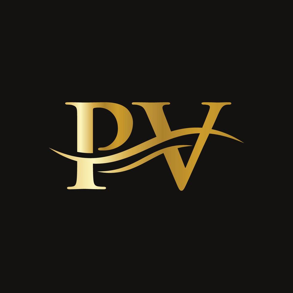 pv logo ontwerp. eerste pv brief logo ontwerp vector