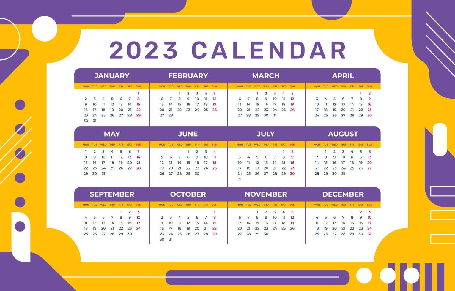 levendig meetkundig zakelijke kalender 2023 vector