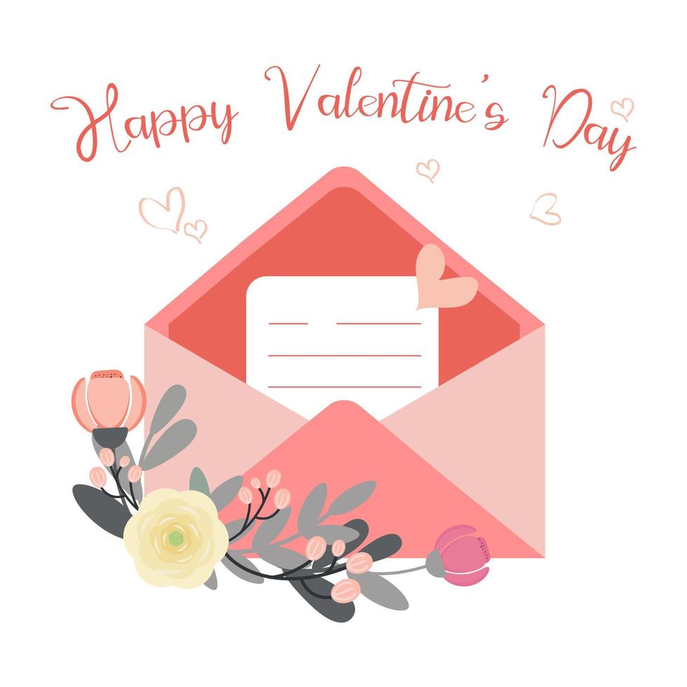 papier envelop met valentijn.blij Valentijnsdag dag hartelijk groeten. vector