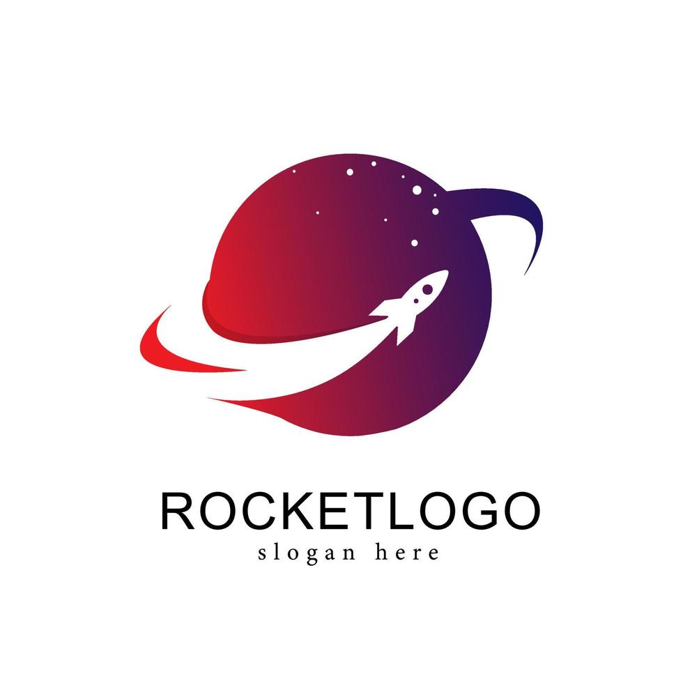 raket logo ontwerp sjabloon. raket logo ontwerp sjabloon. raket in de omgeving van de planeet vector illustratie