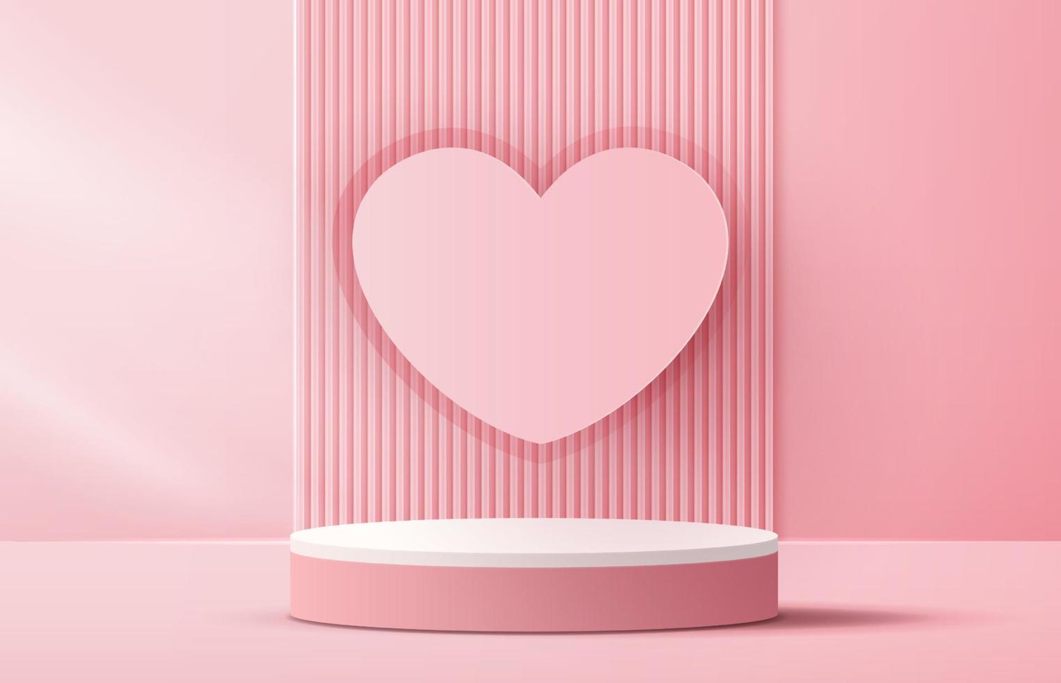 roze podium Scherm achtergrond producten voor Valentijn dag in liefde platform. staan naar tonen kunstmatig met ambacht stijl. symbolen van liefde voor gelukkig. vector ontwerp.