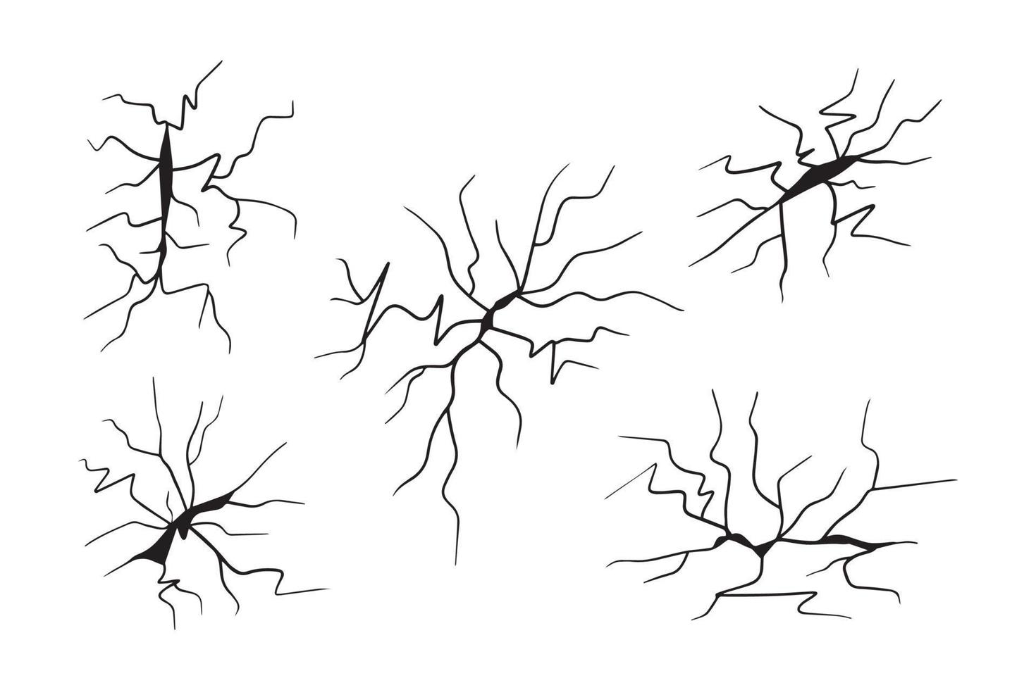 reeks tekening barst muur, barst illustratie vector