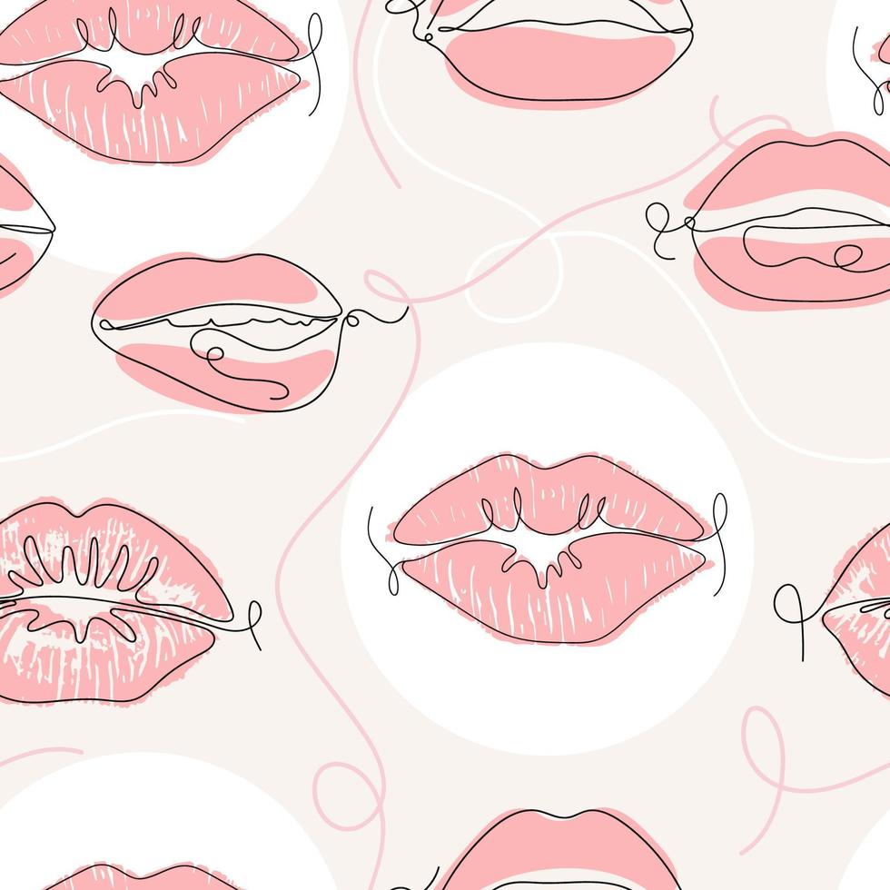 naadloos lijn kunst patroon met lippen. vector illustratie.