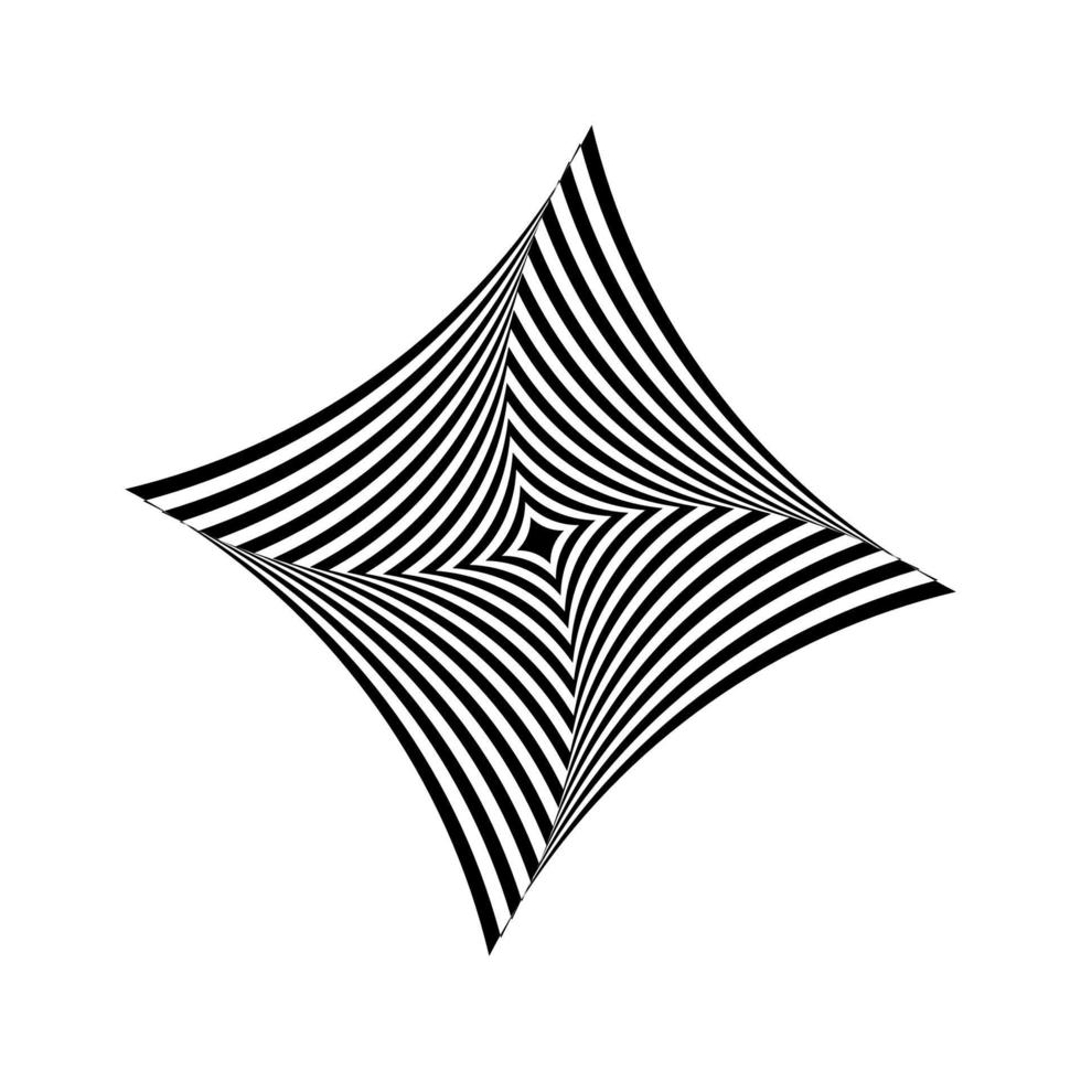 zwart diamant ster optisch illusie golvend lijnen spiraal. vector kunst van abstract golfde dekbed wervelen.