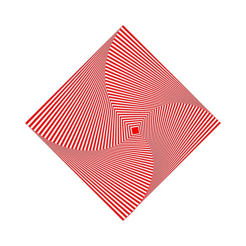 rood golvend vervormd lijnen spiraal plein optisch illusie vector. vector
