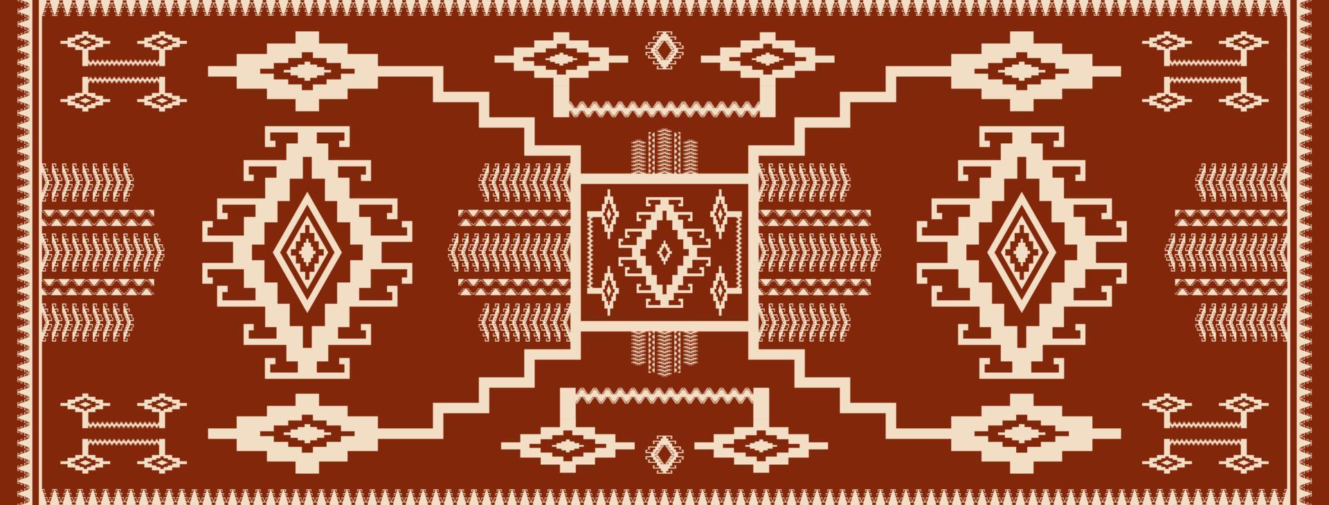 etnisch loper meetkundig patroon. bruin etnisch zuidwestelijk tapijt. bruin inheems aztec kilim meetkundig stijl tapijt. etnisch meetkundig patroon gebruik voor huis decoratie of loper decoratief elementen. vector