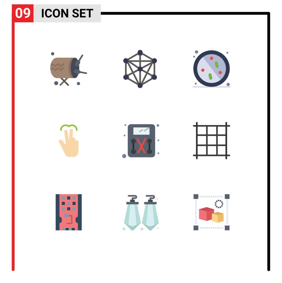 universeel icoon symbolen groep van 9 modern vlak kleuren van tintje hand- anti gebaren gezond bewerkbare vector ontwerp elementen